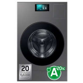 Lavadora - secadora Samsung WD18DB8995BZT2, 18kg lavado, 11kg secado, 1000rpm, Ecobbuble, Vapor, Pantalla LCD táctil, WiFi, clase A/A, grafito